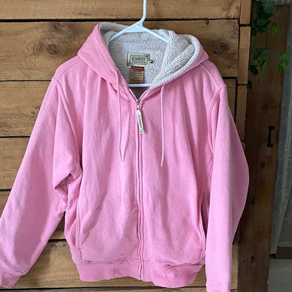 Schmidt Women's Pink Sherpa-Lined Zip Hoodie Jacket